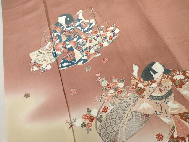 平和屋着物●友禅作家の巨匠　浅井青仁　色留袖　童子花文　暈し染め　正絹　逸品　AABK8658cs