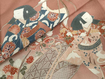 平和屋着物●友禅作家の巨匠　浅井青仁　色留袖　童子花文　暈し染め　正絹　逸品　AABK8658cs