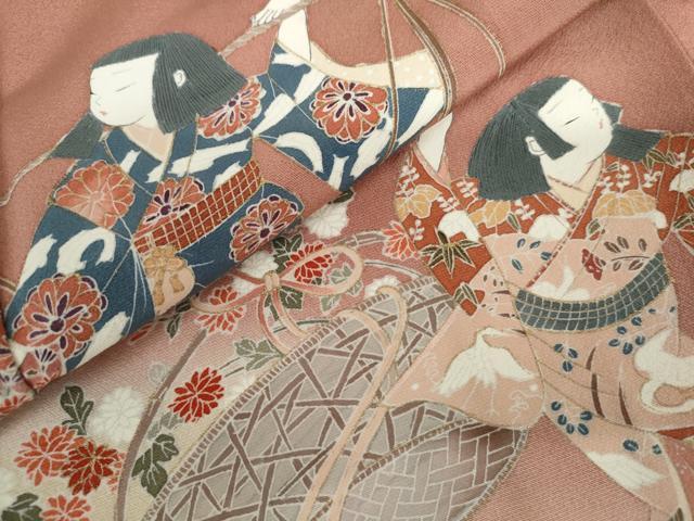 平和屋着物●友禅作家の巨匠　浅井青仁　色留袖　童子花文　暈し染め　正絹　逸品　AABK8658cs