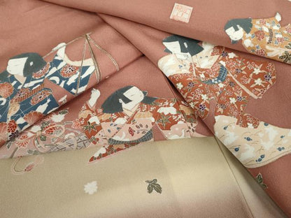 平和屋着物●友禅作家の巨匠　浅井青仁　色留袖　童子花文　暈し染め　正絹　逸品　AABK8658cs