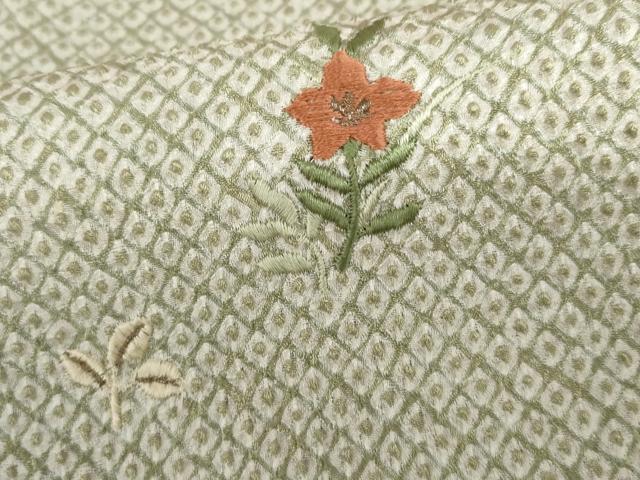 平和屋着物●訪問着　総絞り　刺繍　流水枝花文　金糸　正絹　逸品　AABK8659cs