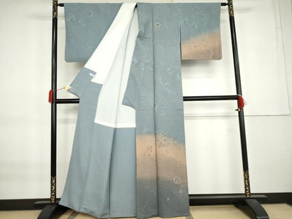 平和屋着物●訪問着　辻が花　絞り　刺繍　暈し染め　金彩　銀糸　正絹　逸品　AABK8662cs