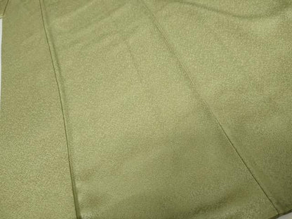 平和屋着物●上質な色無地　霞地紋　苗色　正絹　逸品　AABK8677cs