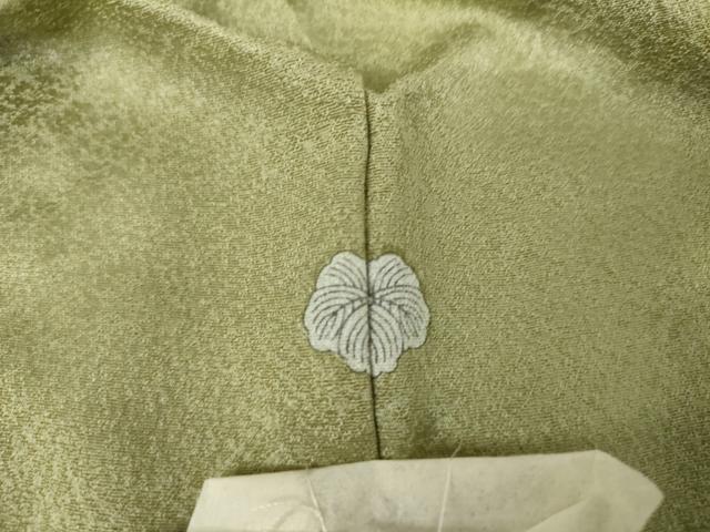 平和屋着物●上質な色無地　霞地紋　苗色　正絹　逸品　AABK8677cs