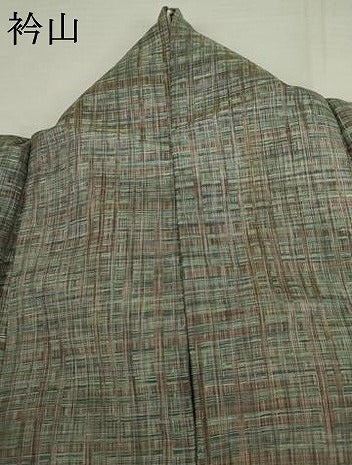 平和屋着物●上質な紬　変わり格子　正絹　逸品　AABK8678cs