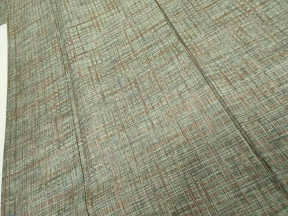 平和屋着物●上質な紬　変わり格子　正絹　逸品　AABK8678cs