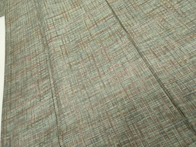 平和屋着物●上質な紬　変わり格子　正絹　逸品　AABK8678cs