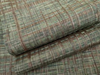平和屋着物●上質な紬　変わり格子　正絹　逸品　AABK8678cs