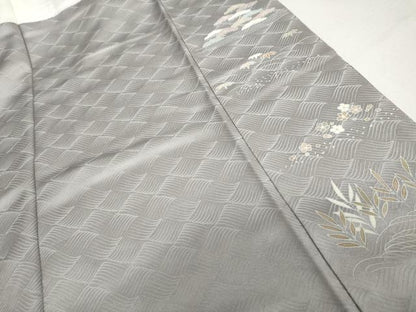 平和屋着物●訪問着　駒刺繍　浜松風景文　金彩　正絹　逸品　AABK8680cs