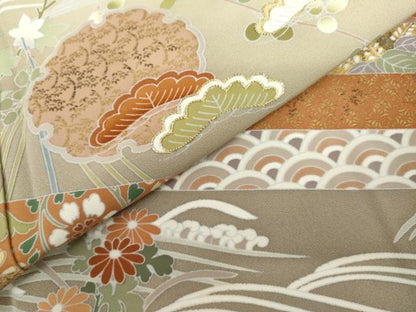 平和屋着物●豪華色留袖　駒刺繍　雪輪吉祥松文　暈し染め　金彩　正絹　逸品　AABK8684cs