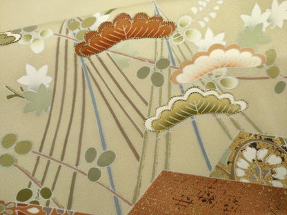 平和屋着物●豪華色留袖　駒刺繍　雪輪吉祥松文　暈し染め　金彩　正絹　逸品　AABK8684cs