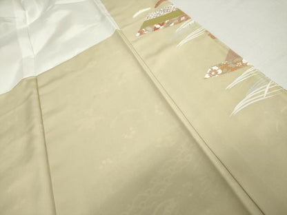平和屋着物●豪華色留袖　駒刺繍　雪輪吉祥松文　暈し染め　金彩　正絹　逸品　AABK8684cs