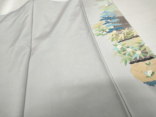 平和屋着物●訪問着　友禅　作家物　遠山樹林風景文　暈し染め　正絹　逸品　AABK8685cs