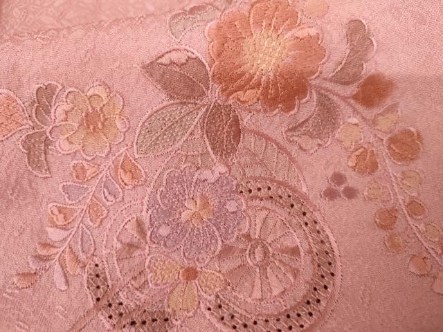 平和屋着物●中国三大刺繍　汕頭刺繍　スワトウ刺繍　訪問着　花車文　暈し染め　正絹　逸品　AABK8686cs
