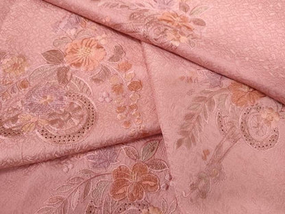 平和屋着物●中国三大刺繍　汕頭刺繍　スワトウ刺繍　訪問着　花車文　暈し染め　正絹　逸品　AABK8686cs