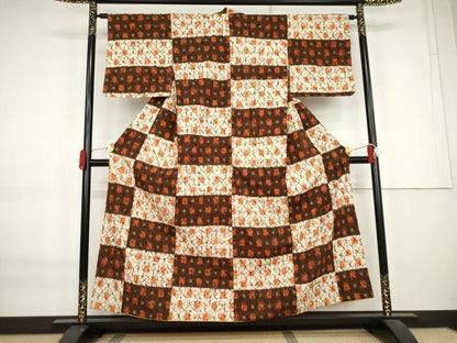 平和屋着物●上質な紬　蜘蛛絞り　横段文　正絹　逸品　AABK8687cs