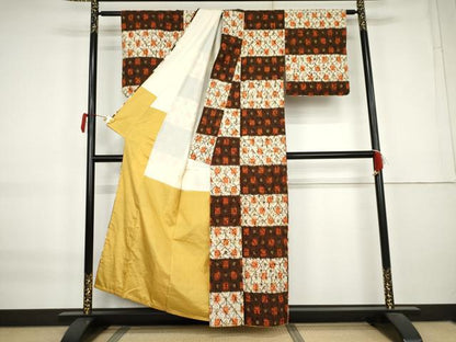 平和屋着物●上質な紬　蜘蛛絞り　横段文　正絹　逸品　AABK8687cs