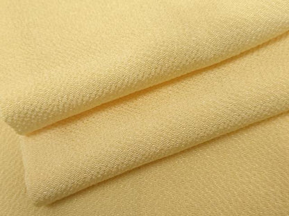 平和屋着物●上質な色無地　淡黄色　鬼しぼ縮緬　正絹　逸品　AABK8688cs