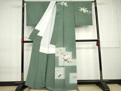平和屋着物●本加賀友禅作家　橋本洋　訪問着　枝花文　正絹　逸品　AABK8691cs
