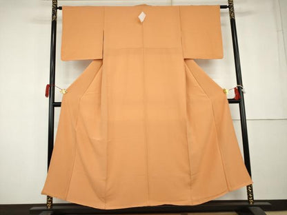 平和屋着物●上質な色無地　柑子色　正絹　逸品　AABK8692cs