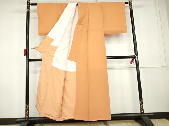 平和屋着物●上質な色無地　柑子色　正絹　逸品　AABK8692cs