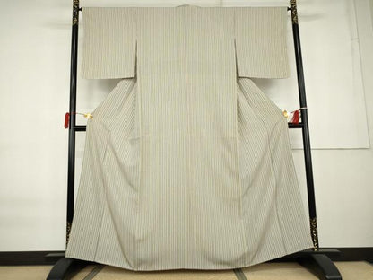 平和屋着物●上質な小紋　縞　正絹　逸品　未使用　AABK8696cs