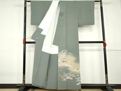 平和屋着物●豪華色留袖　友禅　作家物　浜松風景文　暈し染め　正絹　逸品　AABK8698cs
