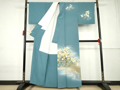 平和屋着物●訪問着　友禅　草花文　暈し染め　正絹　逸品　AABK8700cs