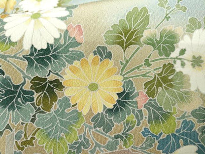 平和屋着物●訪問着　友禅　草花文　暈し染め　正絹　逸品　AABK8700cs