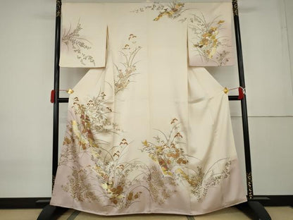 平和屋着物●訪問着　短冊草花文　暈し染め　金彩　正絹　逸品　AABK8702cs