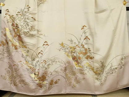 平和屋着物●訪問着　短冊草花文　暈し染め　金彩　正絹　逸品　AABK8702cs