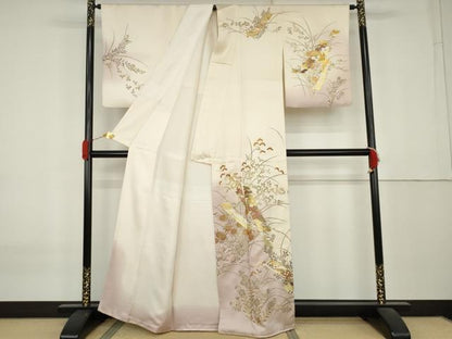 平和屋着物●訪問着　短冊草花文　暈し染め　金彩　正絹　逸品　AABK8702cs