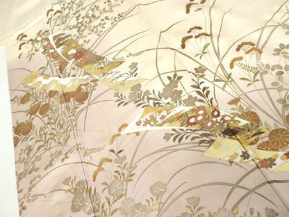 平和屋着物●訪問着　短冊草花文　暈し染め　金彩　正絹　逸品　AABK8702cs