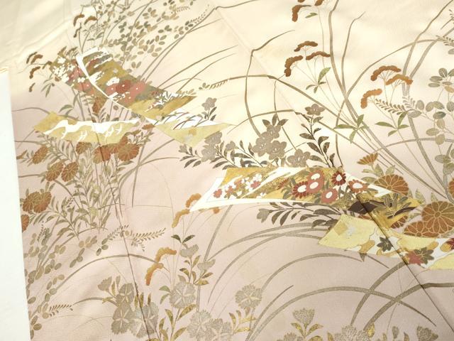 平和屋着物●訪問着　短冊草花文　暈し染め　金彩　正絹　逸品　AABK8702cs