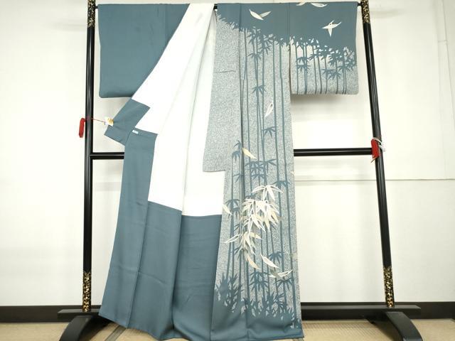 平和屋着物●訪問着　作家物　笹竹文　たたき染め　正絹　逸品　AABK8703cs
