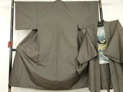 平和屋着物●男性　紬　アンサンブル　120亀甲　総詰め　羽裏：龍　正絹　逸品　AABK8704cs