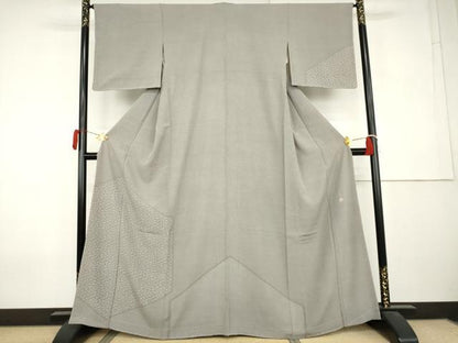 平和屋着物●加賀友禅の型染　板場友禅　坂口幸市　加賀小紋　江戸小紋　訪問着　笹竹文　銀座おゝぎ屋扱い　正絹　逸品　AABK8709cs