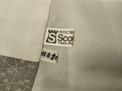 平和屋着物●加賀友禅の型染　板場友禅　坂口幸市　加賀小紋　江戸小紋　訪問着　笹竹文　銀座おゝぎ屋扱い　正絹　逸品　AABK8709cs