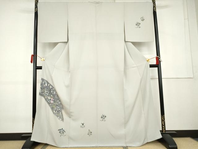 平和屋着物●訪問着　刺繍　更紗花文　金糸　金彩　正絹　逸品　AABK8714cs