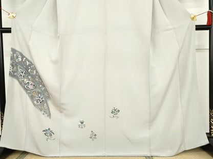 平和屋着物●訪問着　刺繍　更紗花文　金糸　金彩　正絹　逸品　AABK8714cs