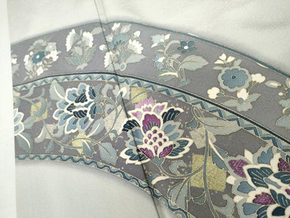 平和屋着物●訪問着　刺繍　更紗花文　金糸　金彩　正絹　逸品　AABK8714cs