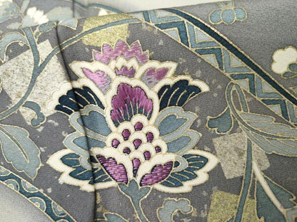 平和屋着物●訪問着　刺繍　更紗花文　金糸　金彩　正絹　逸品　AABK8714cs