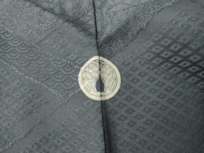 平和屋着物●上質な色無地　樹林地紋　藍墨茶色　正絹　逸品　未使用　AABK8717cs