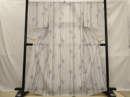 平和屋着物＊夏物　小紋　絽　笹竹文　正絹　逸品　AABK8722st