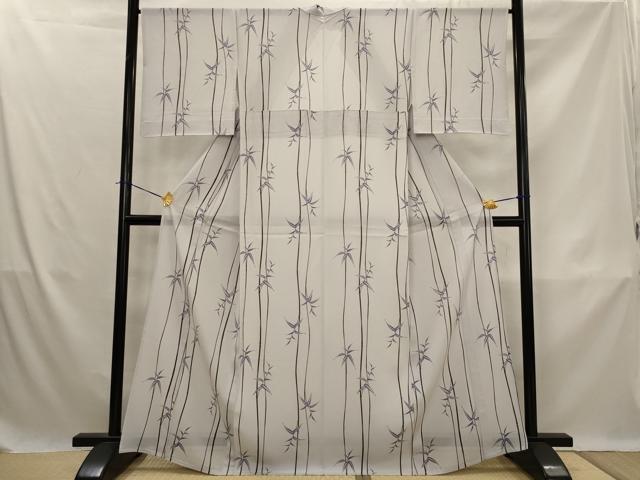 平和屋着物＊夏物　小紋　絽　笹竹文　正絹　逸品　AABK8722st