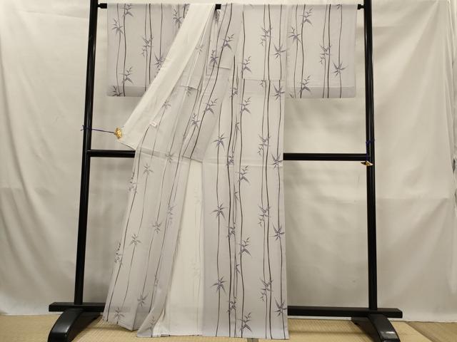 平和屋着物＊夏物　小紋　絽　笹竹文　正絹　逸品　AABK8722st