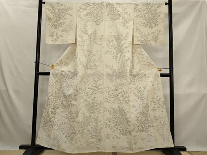 平和屋着物＊夏物　訪問着　紗紬　手描き　流水花松文　正絹　逸品　AABK8726st