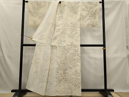 平和屋着物＊夏物　訪問着　紗紬　手描き　流水花松文　正絹　逸品　AABK8726st