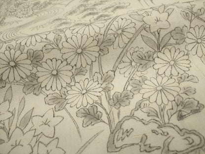 平和屋着物＊夏物　訪問着　紗紬　手描き　流水花松文　正絹　逸品　AABK8726st