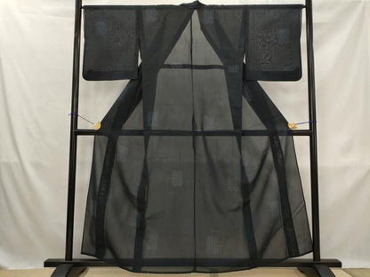 平和屋着物＊夏物　結城紬　夏結城　色紙重ね文　正絹　逸品　AABK8727st